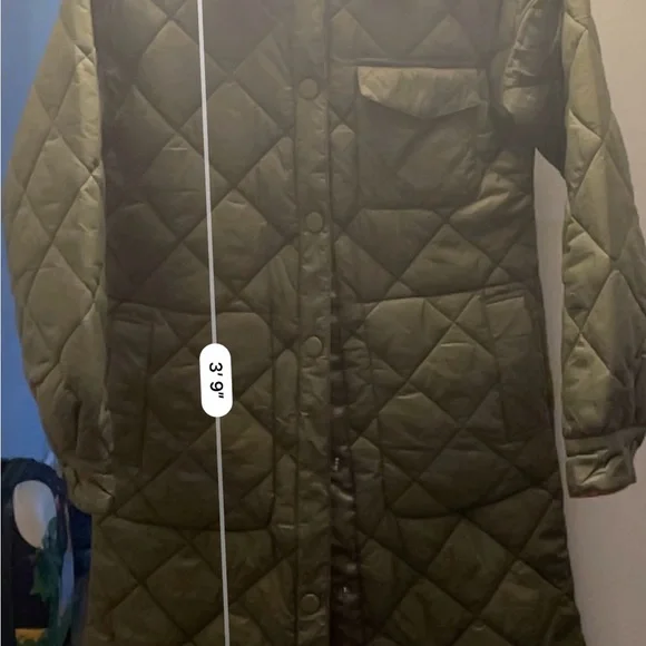 NVLT Quilted Long Green Coat - Picture 13 of 14